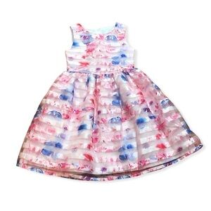 Floral Stripes Chic Sleeveless Girl’s Party Formal Dress
